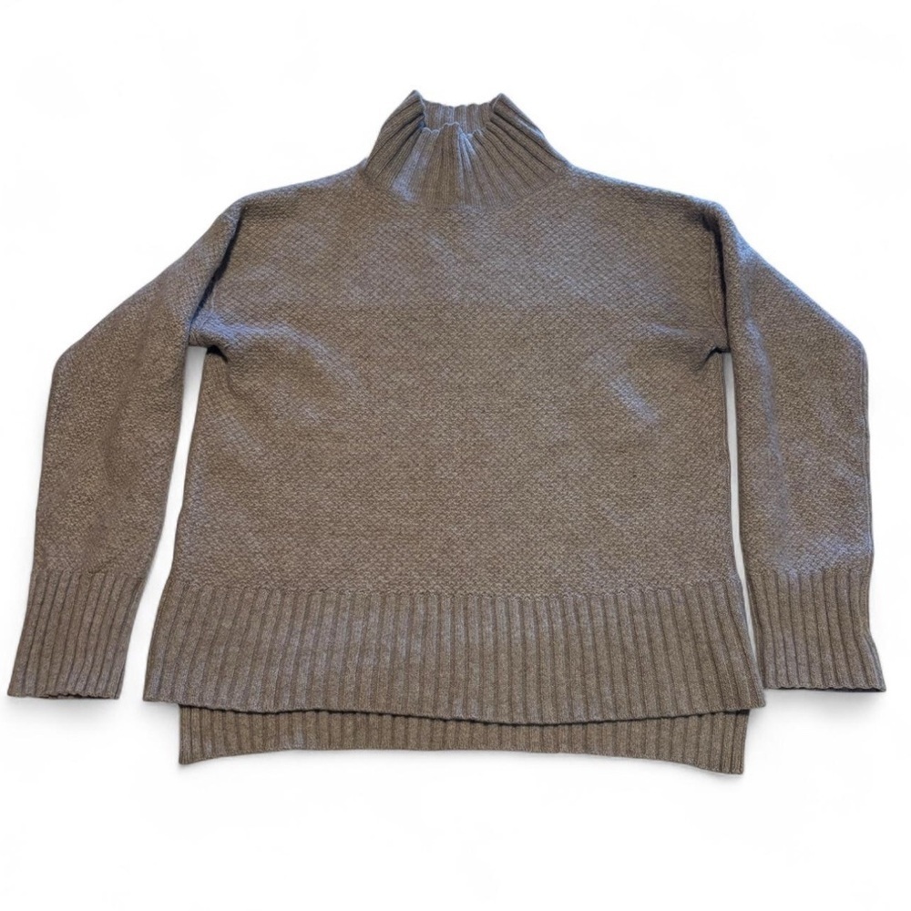 Everlane Honeycomb Funnel Neck Recycled Wool Cashmere Knit Sweater XS Oatmeal - Picture 1 of 4